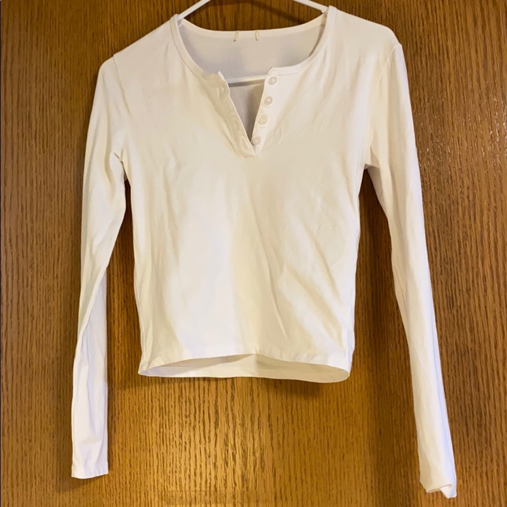 White long sleeve cropped shirt from Pacsun
